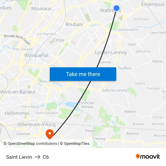 Saint Lievin to C6 map