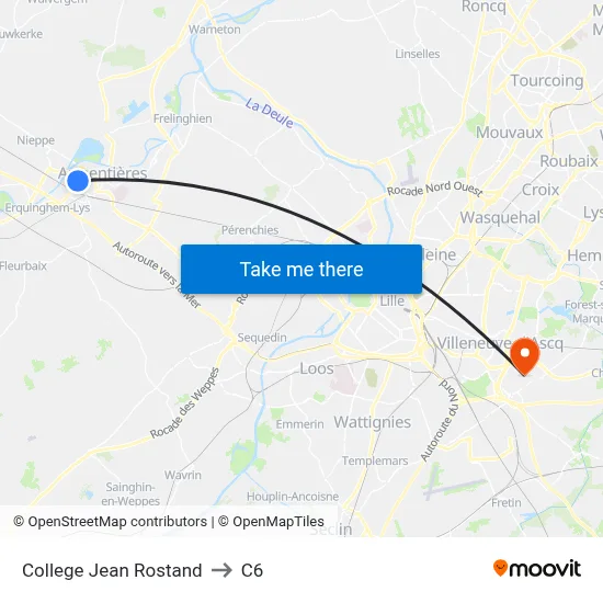 College Jean Rostand to C6 map