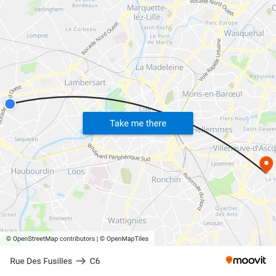 Rue Des Fusilles to C6 map
