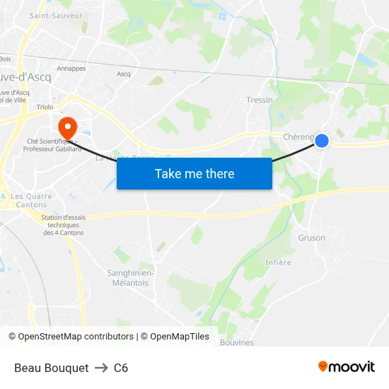 Beau Bouquet to C6 map
