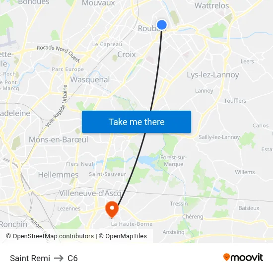 Saint Remi to C6 map