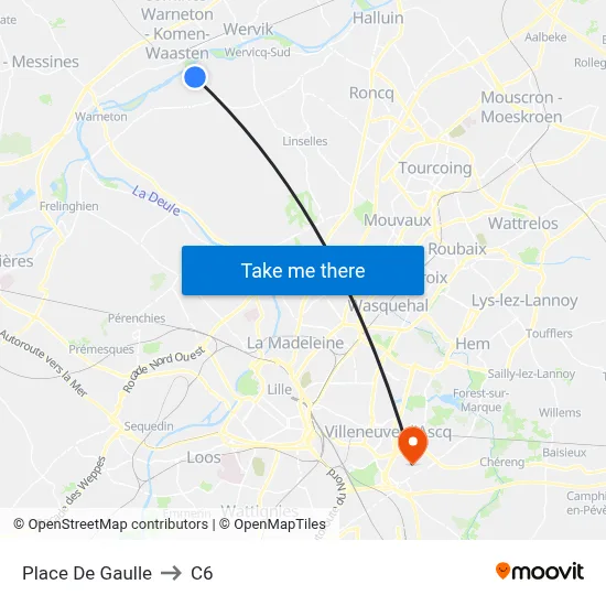 Place De Gaulle to C6 map
