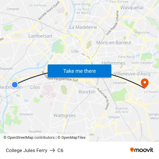 College Jules Ferry to C6 map