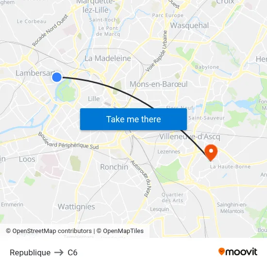 Republique to C6 map