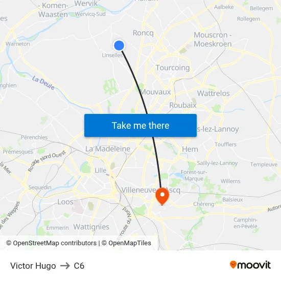 Victor Hugo to C6 map