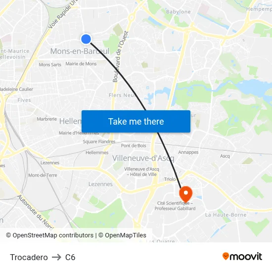 Trocadero to C6 map