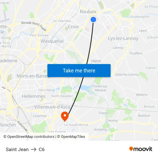 Saint Jean to C6 map