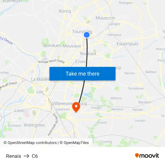 Renaix to C6 map