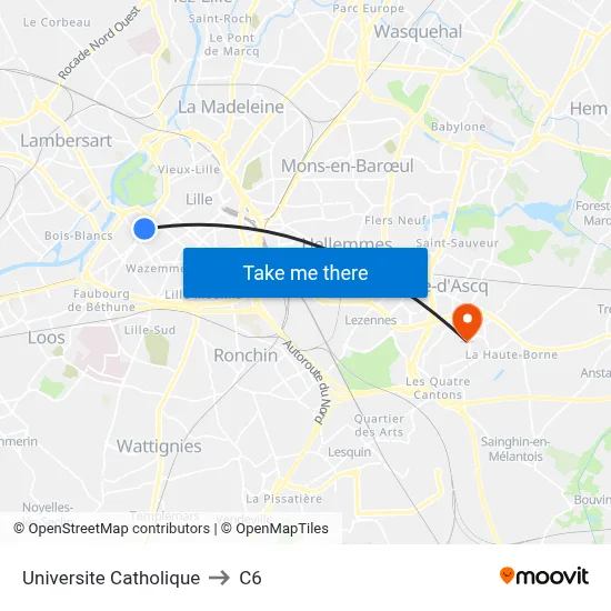 Universite Catholique to C6 map