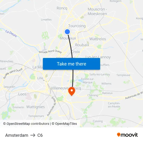 Amsterdam to C6 map