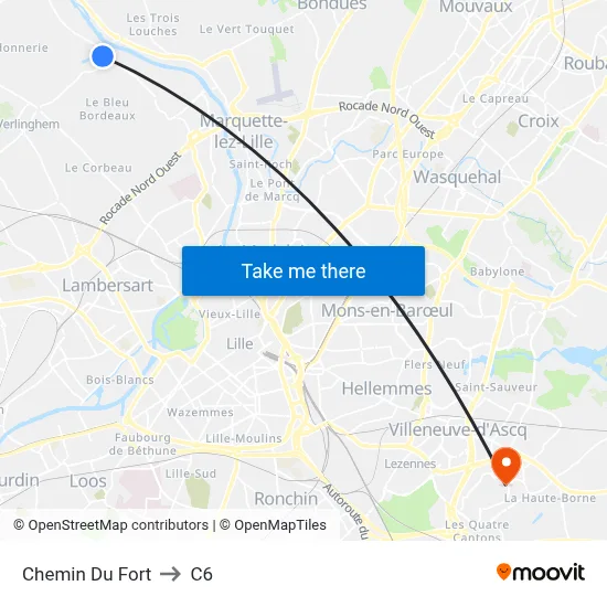 Chemin Du Fort to C6 map