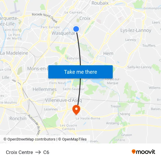 Croix Centre to C6 map