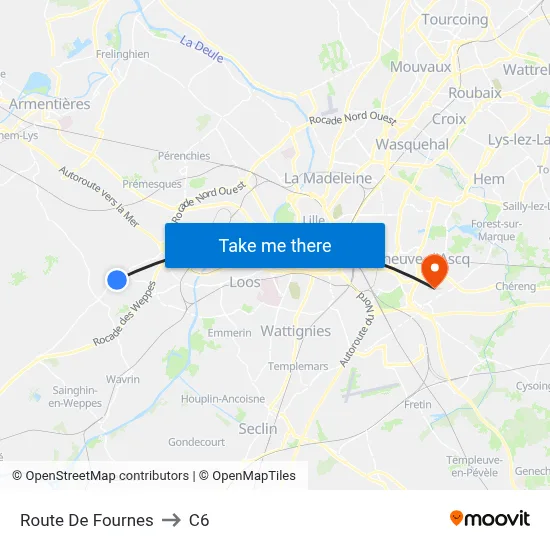 Route De Fournes to C6 map