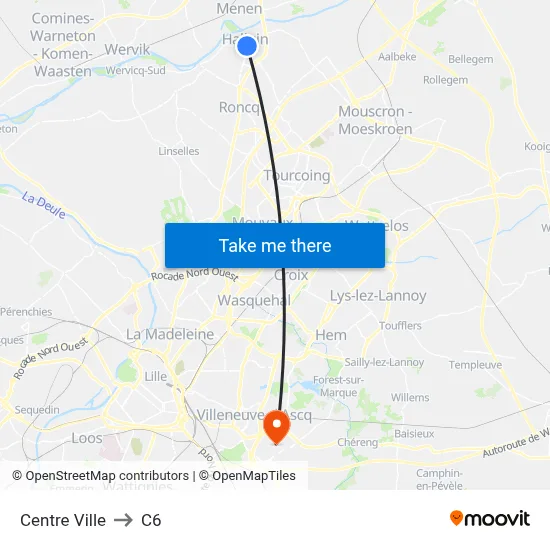 Centre Ville to C6 map