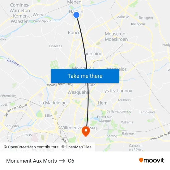 Monument Aux Morts to C6 map