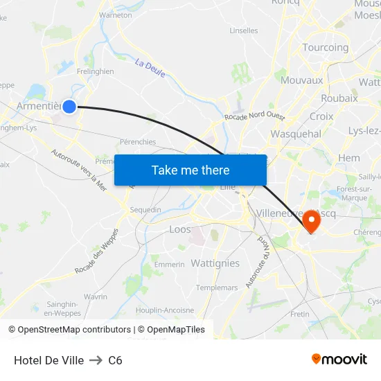 Hotel De Ville to C6 map