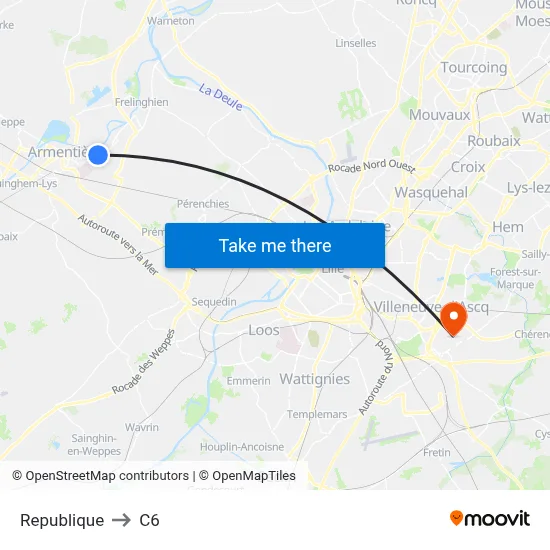 Republique to C6 map
