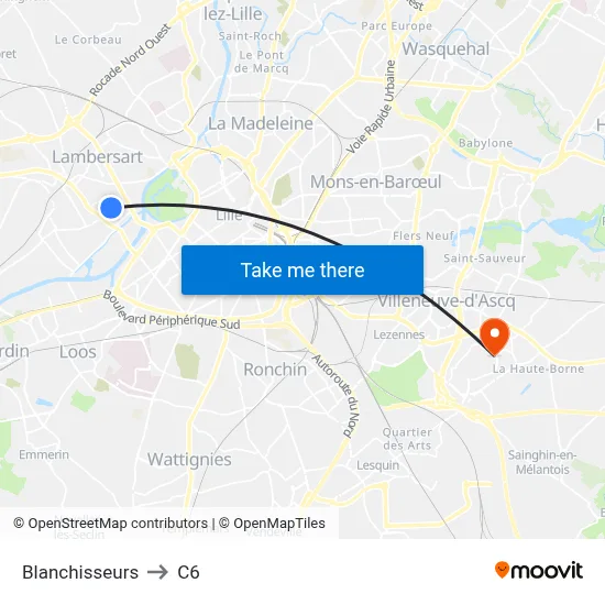 Blanchisseurs to C6 map