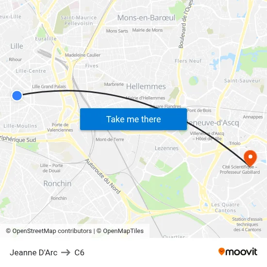 Jeanne D'Arc to C6 map