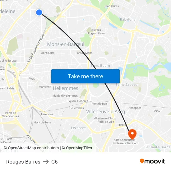Rouges Barres to C6 map