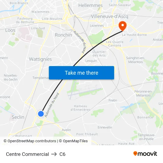 Centre Commercial to C6 map