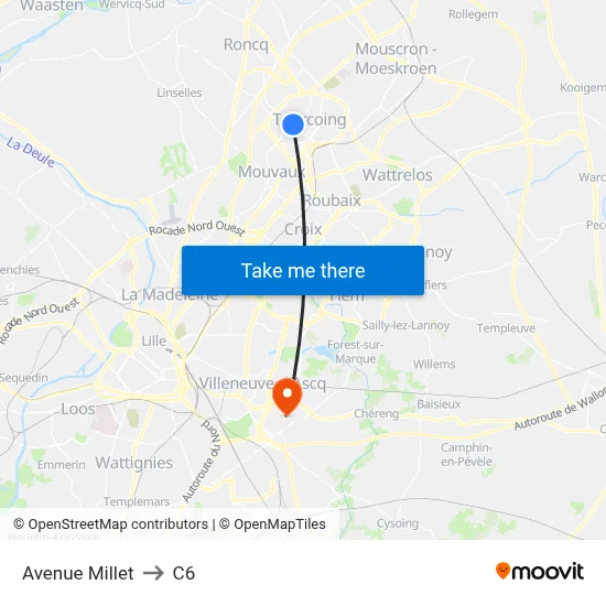 Avenue Millet to C6 map