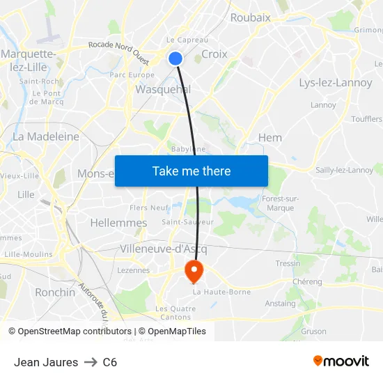 Jean Jaures to C6 map