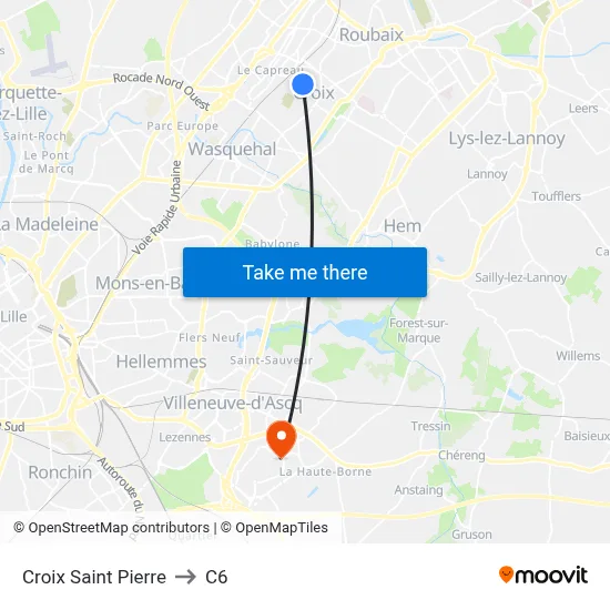 Croix Saint Pierre to C6 map