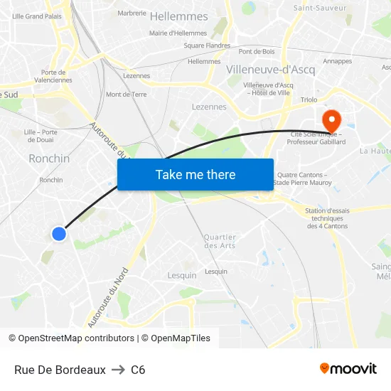 Rue De Bordeaux to C6 map