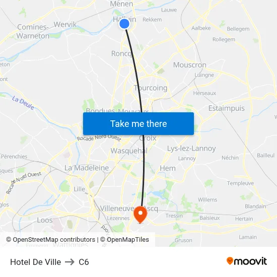 Hotel De Ville to C6 map