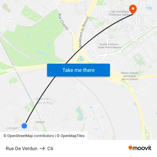 Rue De Verdun to C6 map