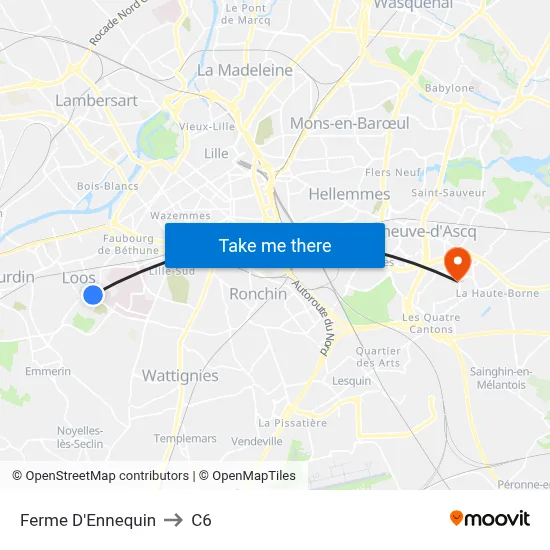 Ferme D'Ennequin to C6 map