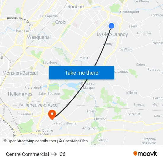 Centre Commercial to C6 map