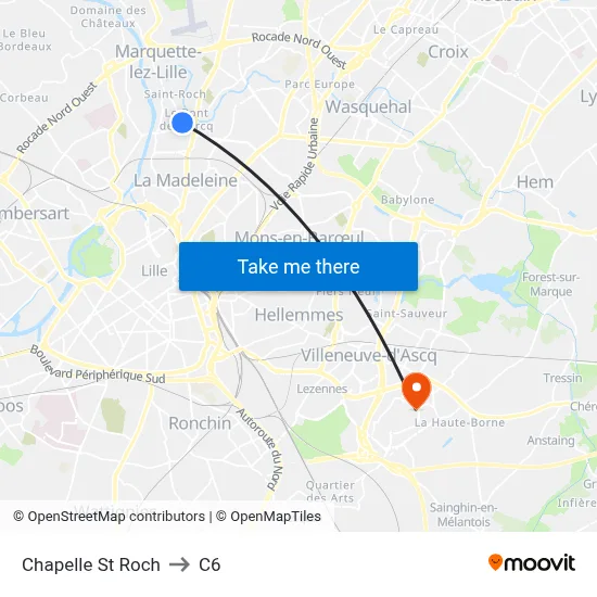 Chapelle St Roch to C6 map