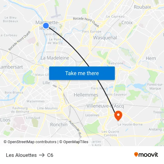 Les Alouettes to C6 map