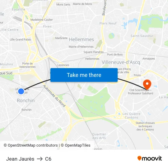 Jean Jaurès to C6 map