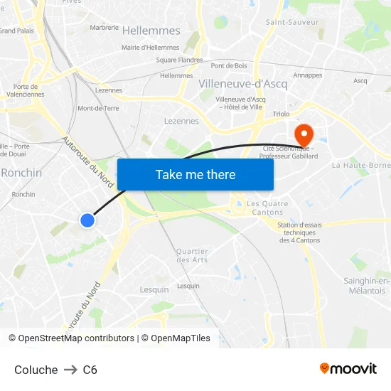 Coluche to C6 map
