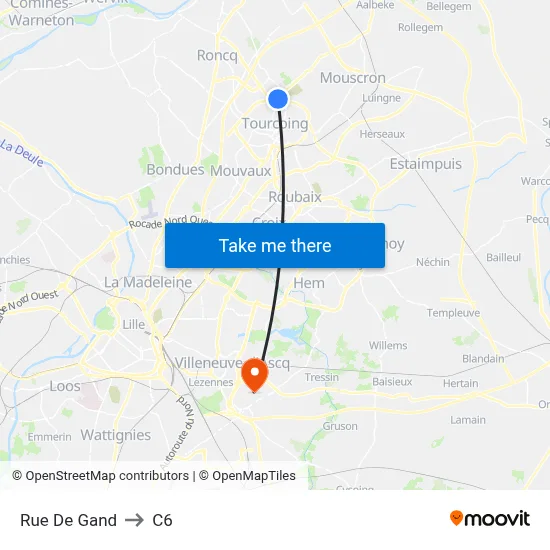 Rue De Gand to C6 map