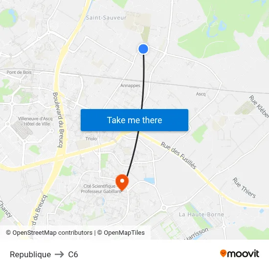 Republique to C6 map