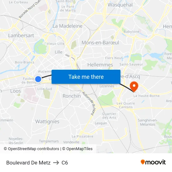 Boulevard De Metz to C6 map