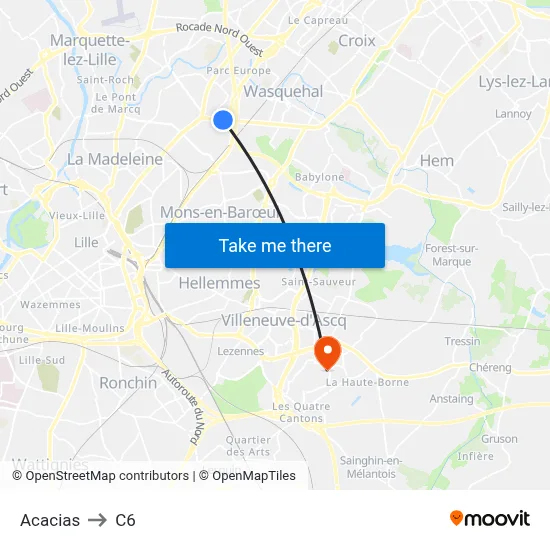 Acacias to C6 map