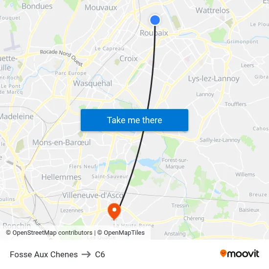 Fosse Aux Chenes to C6 map