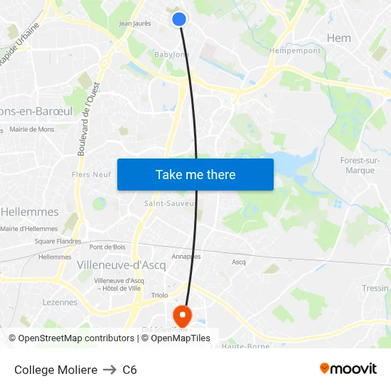College Moliere to C6 map