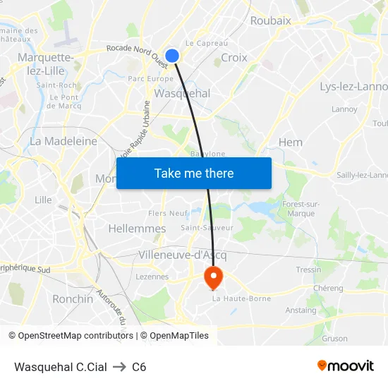 Wasquehal C.Cial to C6 map