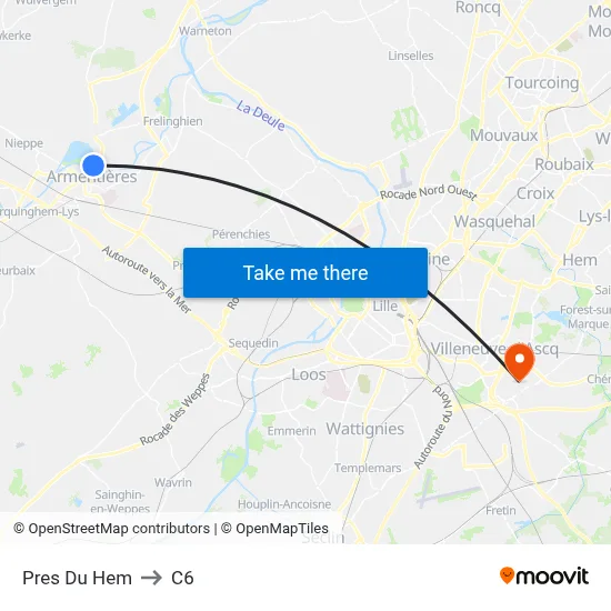 Pres Du Hem to C6 map