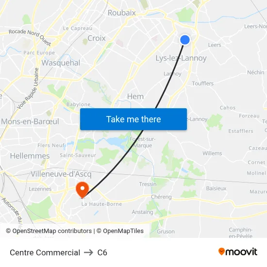 Centre Commercial to C6 map