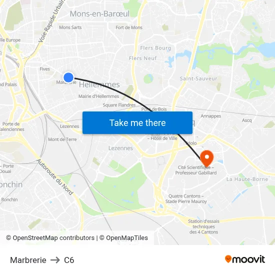 Marbrerie to C6 map
