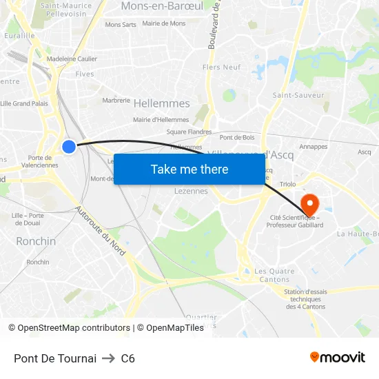 Pont De Tournai to C6 map