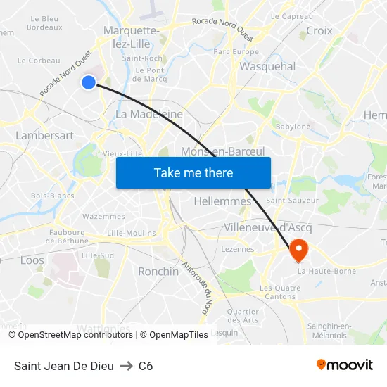 Saint Jean De Dieu to C6 map