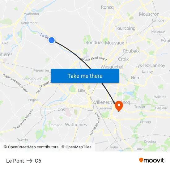 Le Pont to C6 map